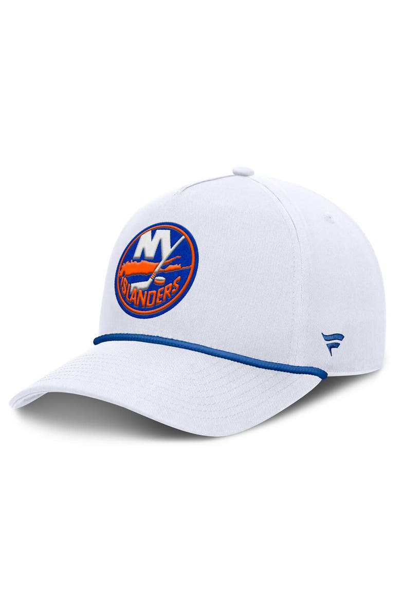 FANATICS Men's Fanatics White New York Islanders Rope A-Frame Adjustable Hat, Main, color,