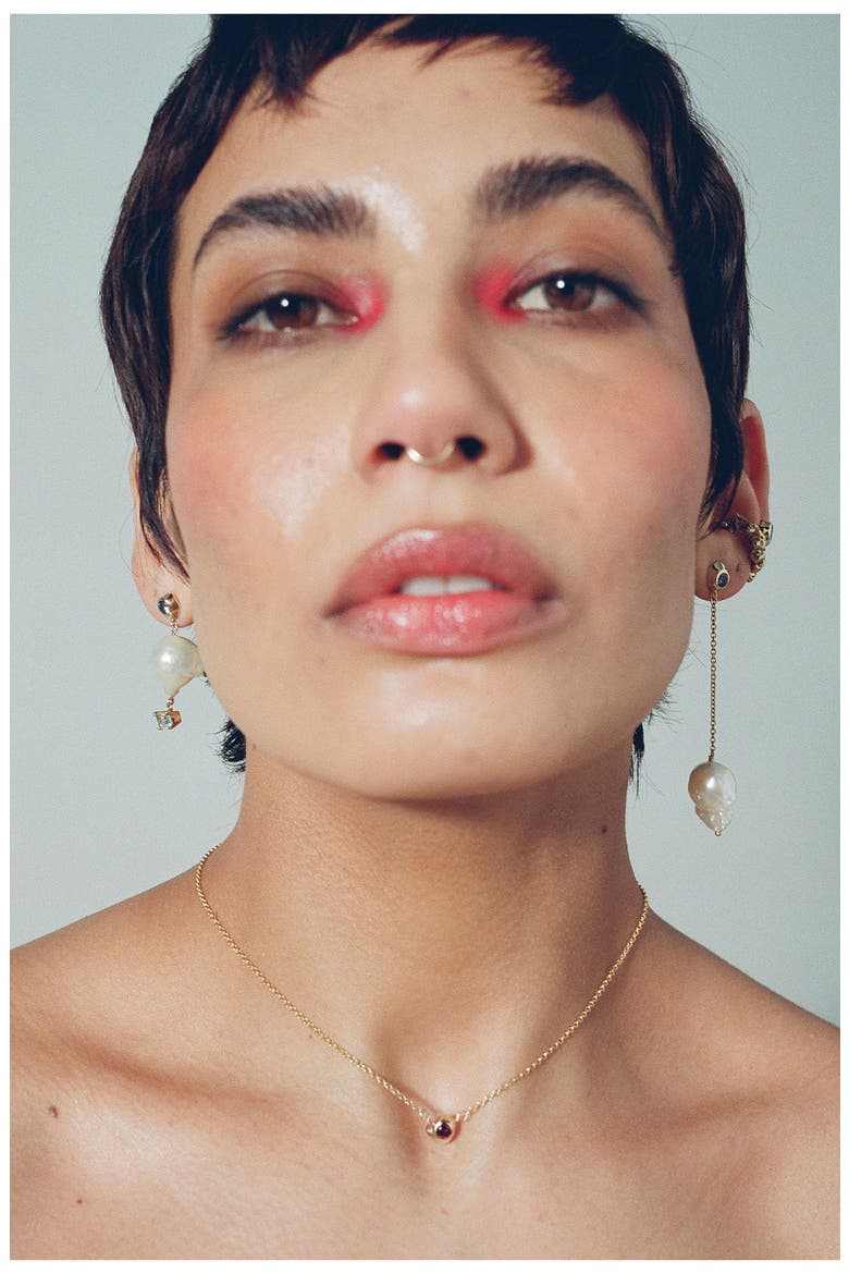 Freshwater Pearl Mismatched Drop Earrings, Alternate, color, GOLD