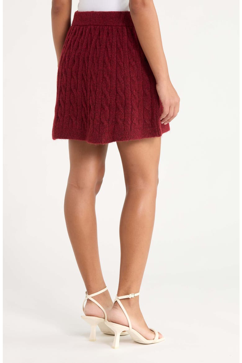 Cable Knit Miniskirt, Alternate, color, DARK CHERRY