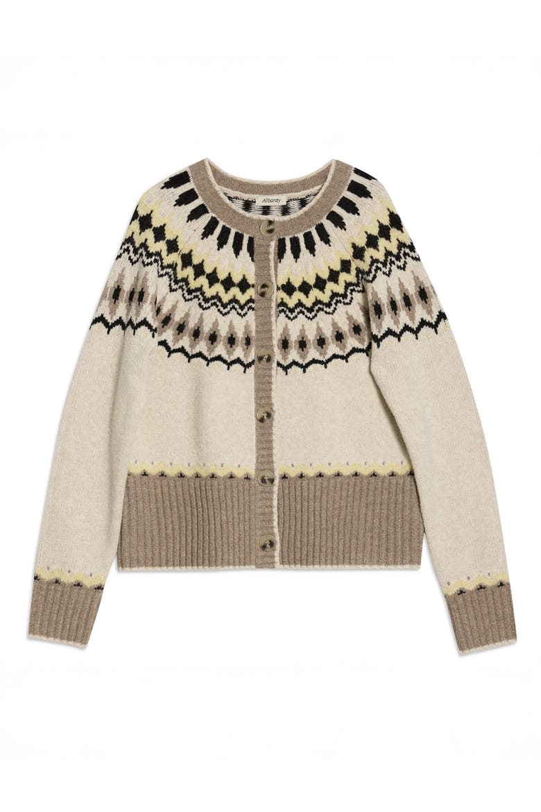 Fair Isle Yoke Cardigan, Alternate, color, Neautral
