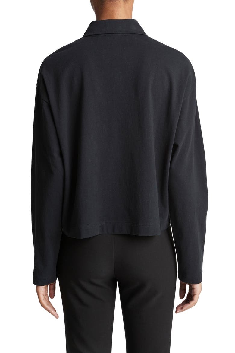 Easy Long Sleeve Cotton Polo, Alternate, color, BLACK
