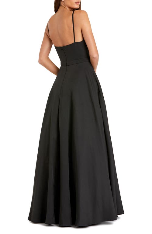Mac Duggal Womens Belted V-neck Evening Dress In Black