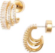 Nordstrom Triple Hoop Cubic Zirconia Pavé Earrings