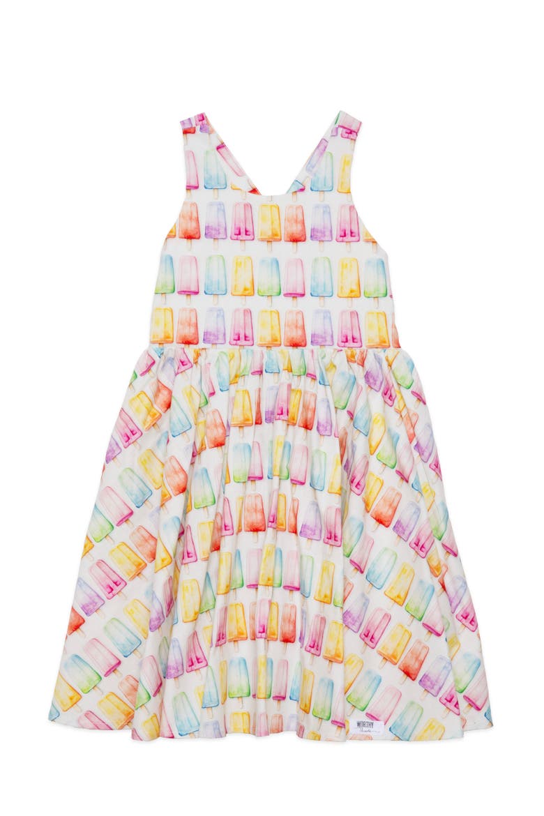 Girls Cross Back Woven Dress, Main, color, Popsicles