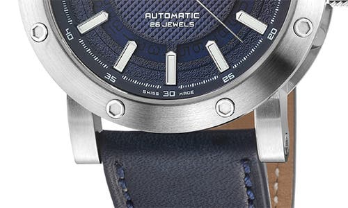 Gevril Flat Iron Limited Edition Leather Strap Watch, 42mm In Blue