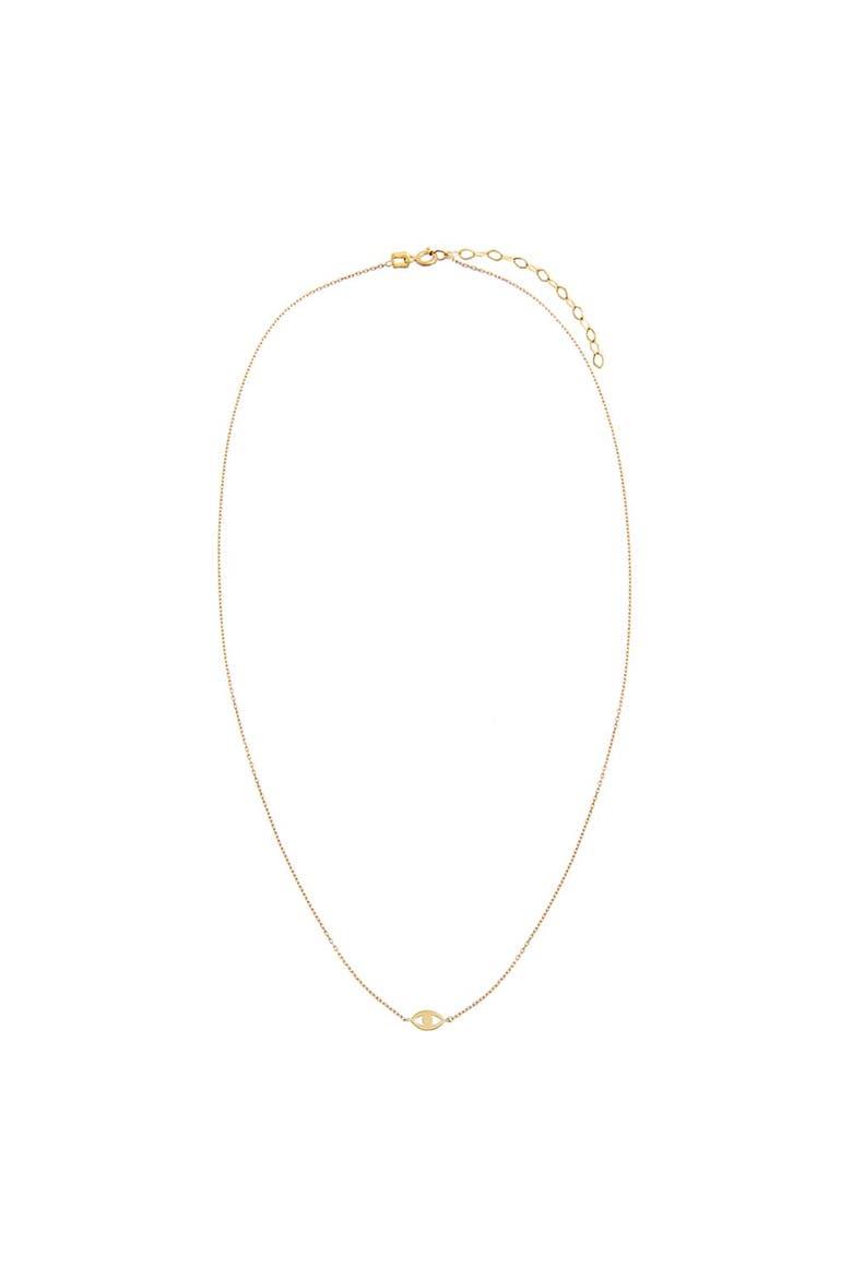Mini Solid Evil Eye Necklace 14K, Alternate, color, 14K Gold