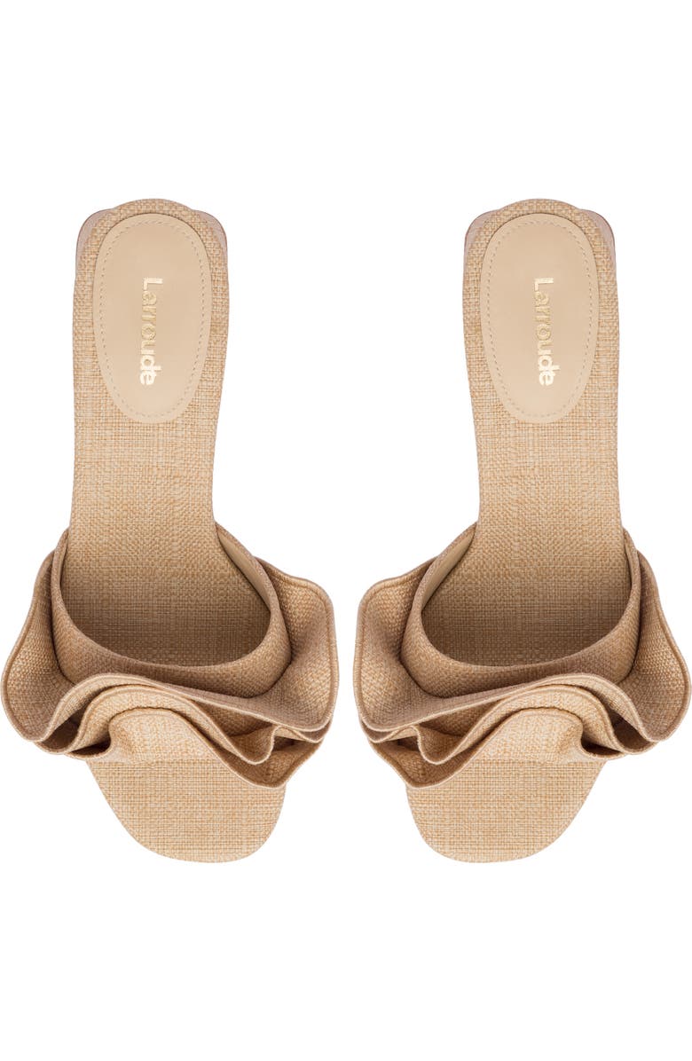 Larroudé Brigite Ruffle Raffia Sandal, Alternate, color, Beige/ Beige