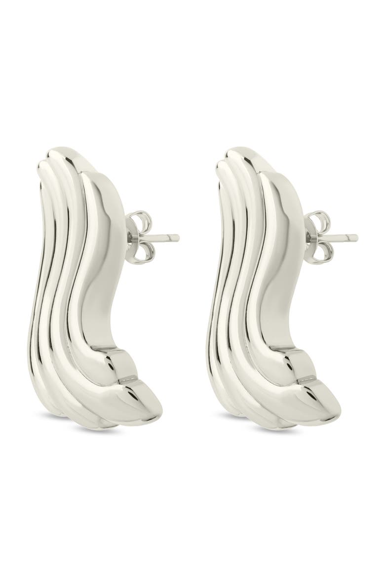 Sylvie Ripple Statement Stud Earrings, Alternate, color, SILVER