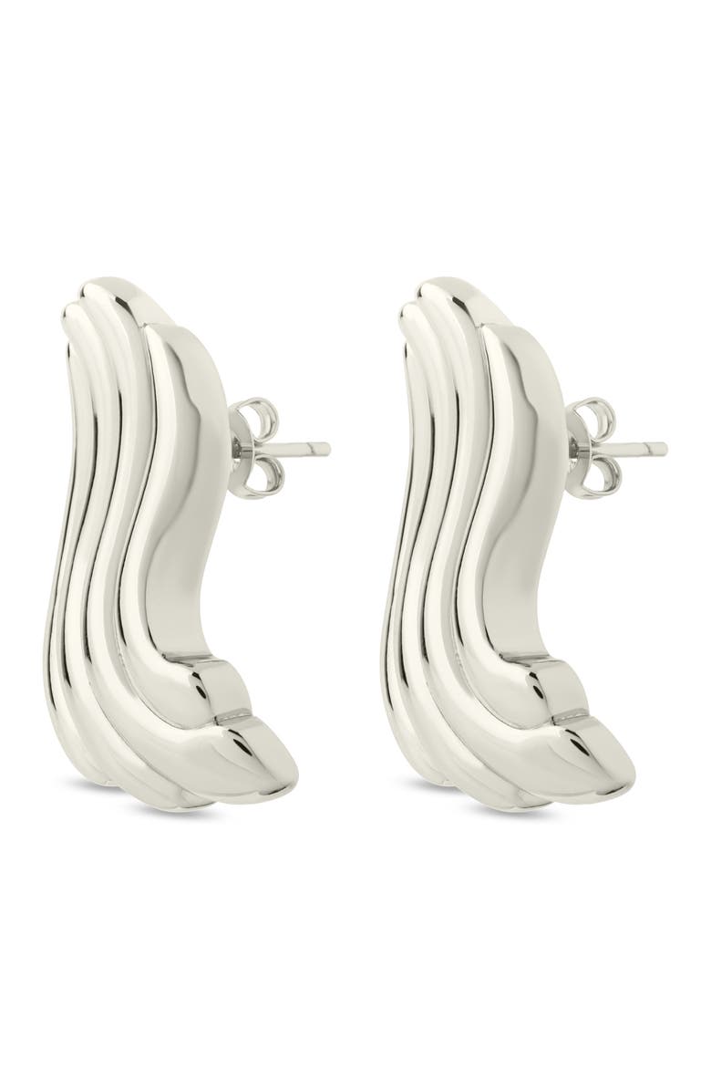 Sterling Forever Sylvie Ripple Statement Stud Earrings, Alternate, color, Silver
