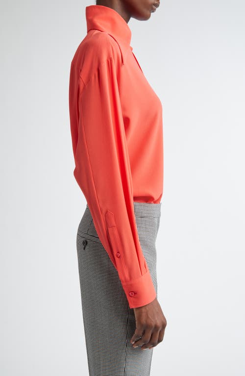 Alexander Mcqueen Exaggerated Collar Semi Sheer Button-down Blouse In Coral