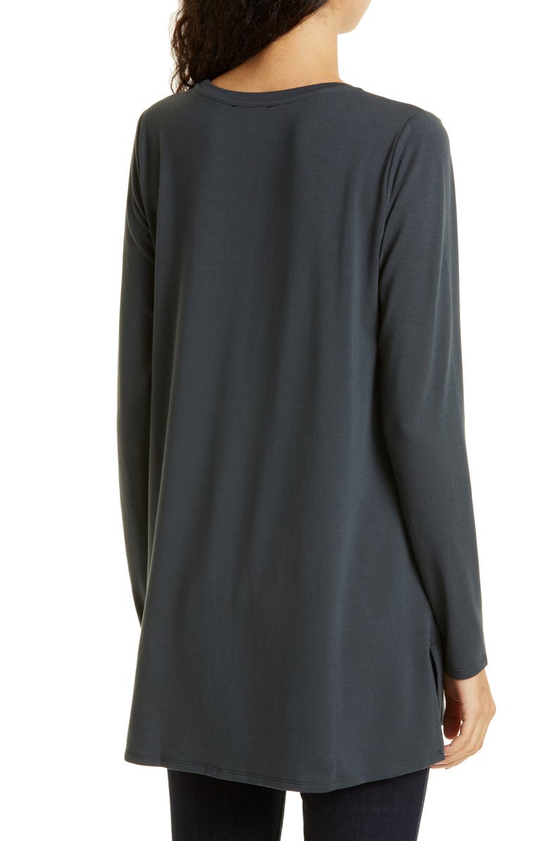 Eileen Fisher Crewneck Long Sleeve Tunic Top, Alternate, color, Grpht