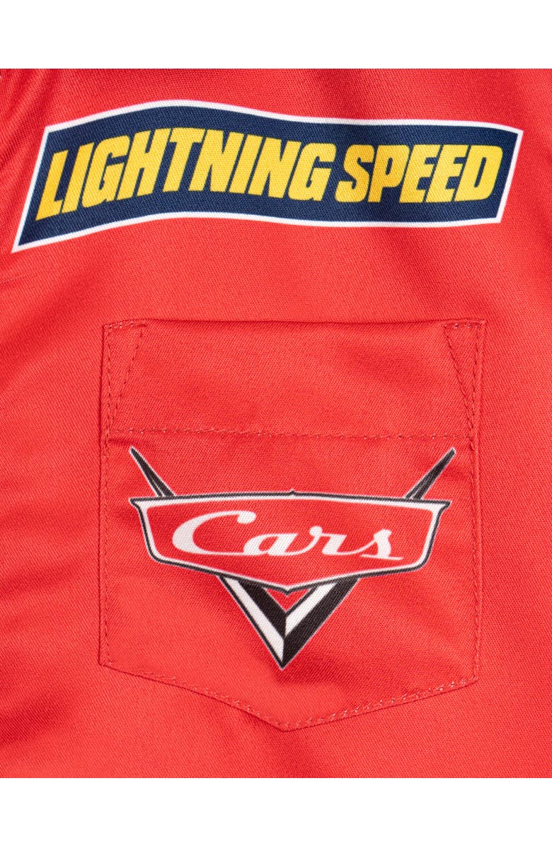 Disney Short Sleeve Button Down Shirt, Alternate, color, Lightning Mcqueen Red Red