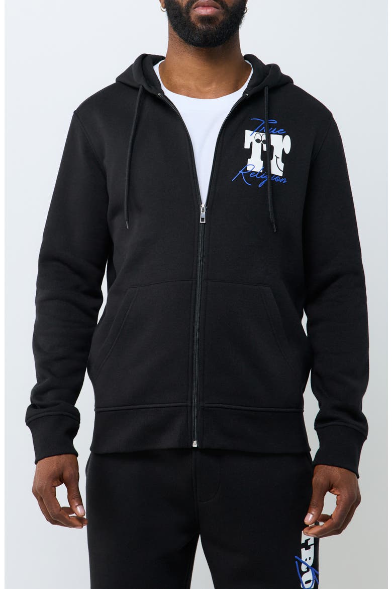 Script Logo Full Zip Hoodie, Main, color, JET BLACK