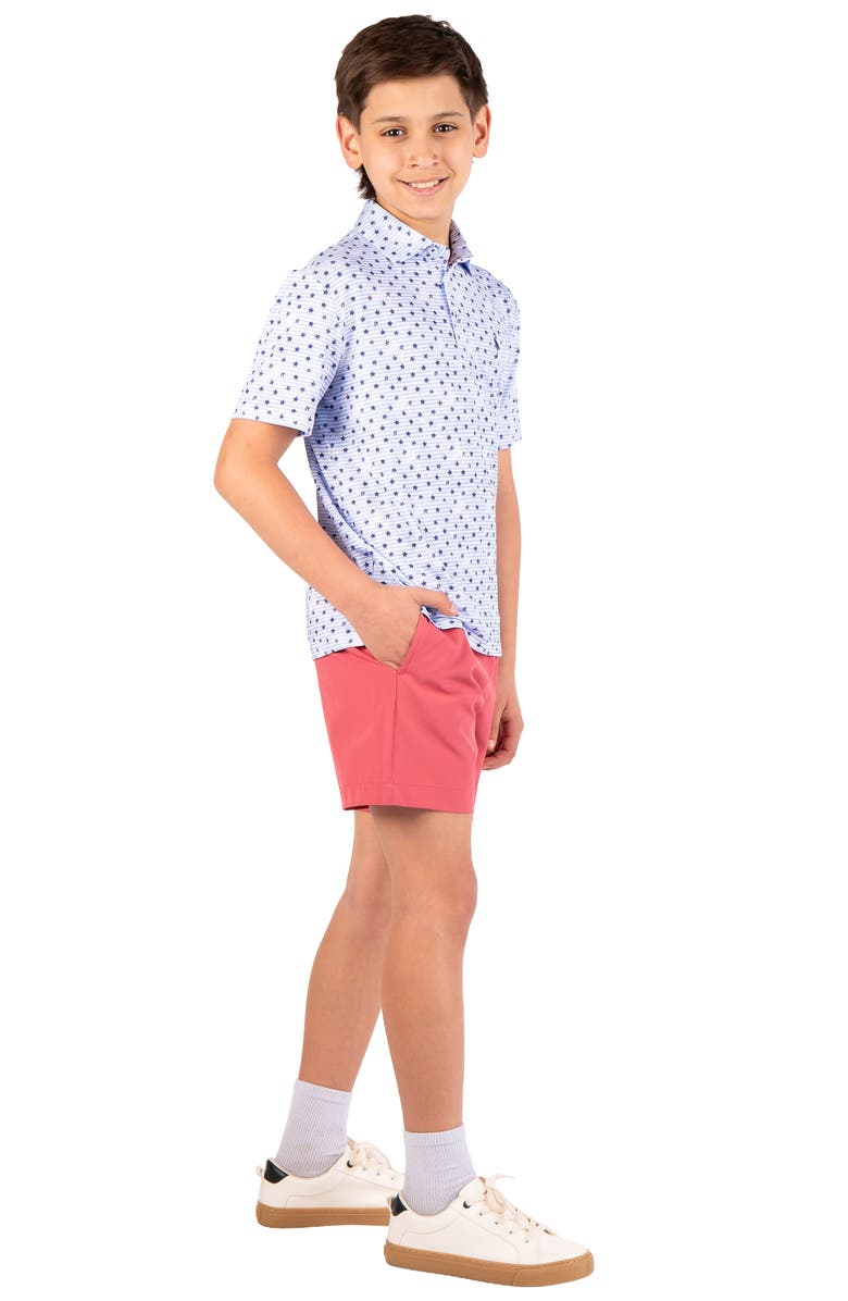 TailorByrd Kids' Star Print Performance Polo, Alternate, color, Blue