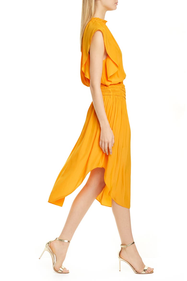 Wren Mock Neck Smocked Midi Dress, Alternate, color, BUTTERCUP