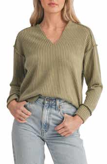 All in Favor Textured Knit Henley Top