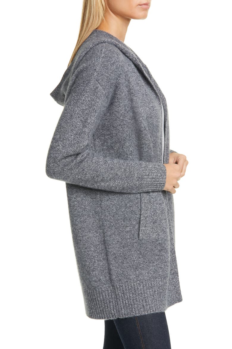 Hooded Boiled Cashmere Cardigan, Alternate, color, GREY SHADE MARL