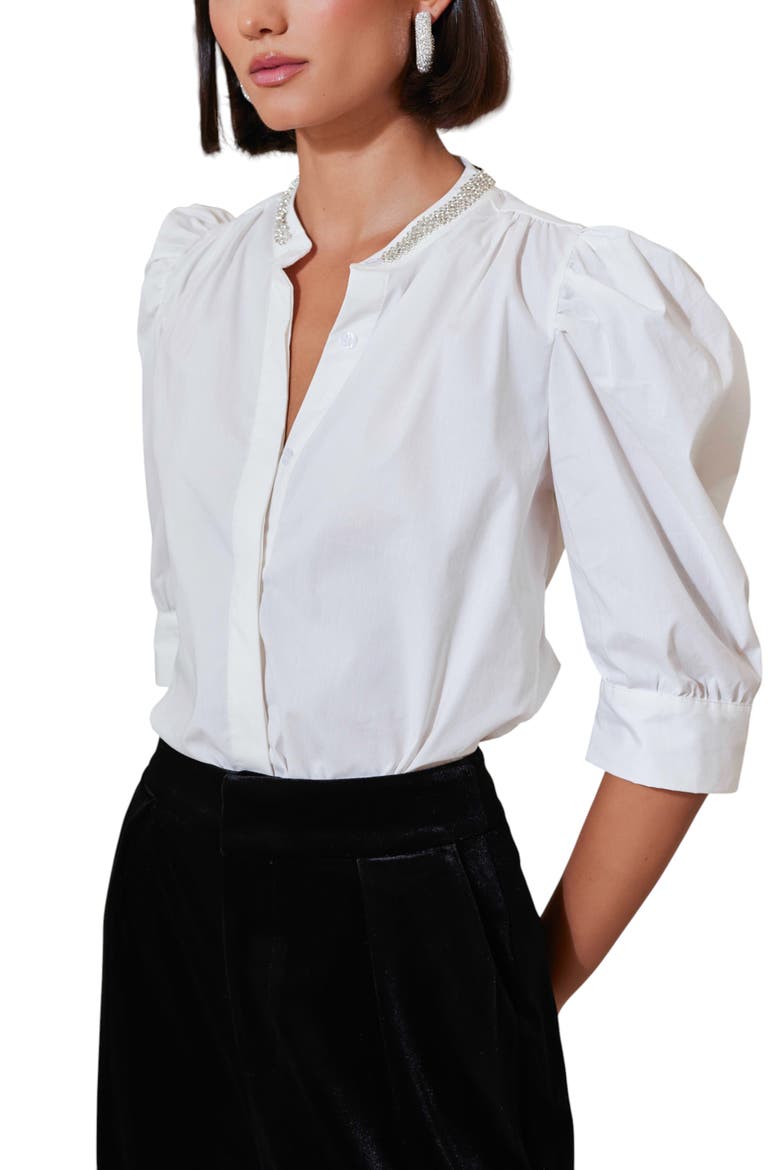 Cate Embelished Top, Alternate, color, White