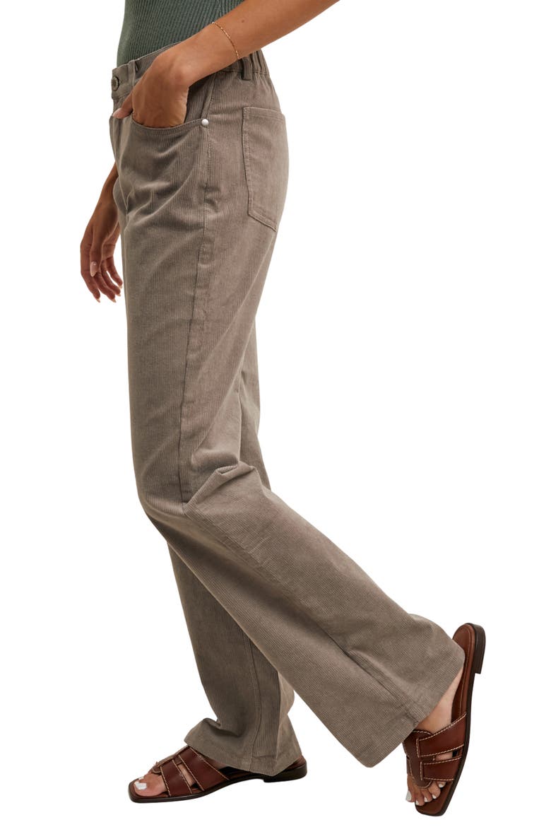 High Waist Corduroy Straight Leg Pants, Alternate, color, STONE