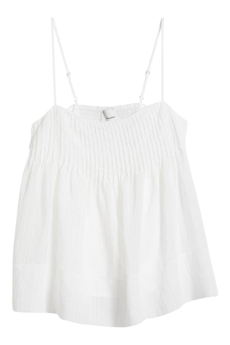 Cici Pintuck Pleat Empire Waist Camisole, Alternate, color, WHITE