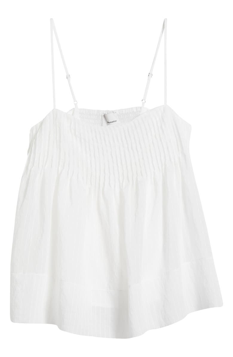 Reformation Cici Pintuck Pleat Empire Waist Camisole, Alternate, color, White