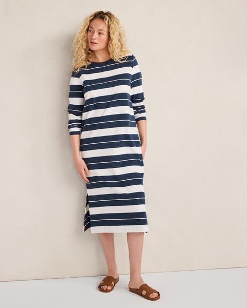 Organic Cotton Interlock Stripe Midi Dress