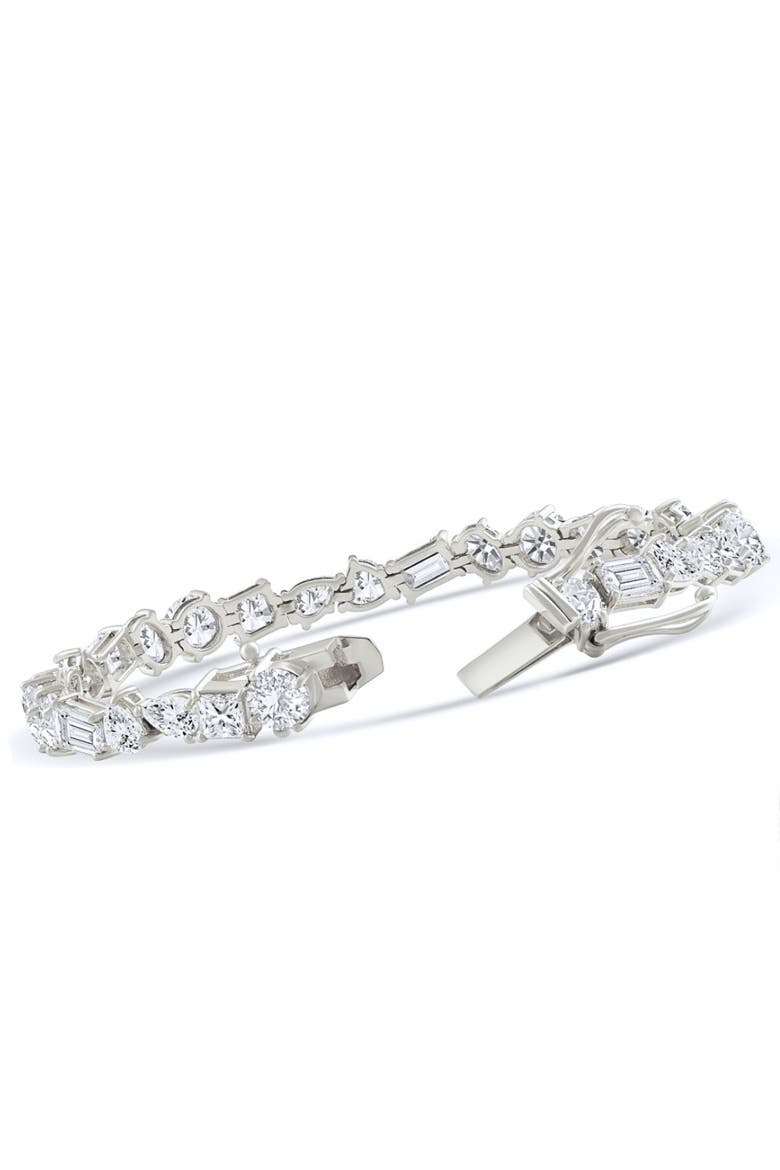 F/VS 15Ct Mixed Fancy Cut Diamond Tennis Bracelet 14k Gold Lab Grown 7", Alternate, color, 14k White Gold