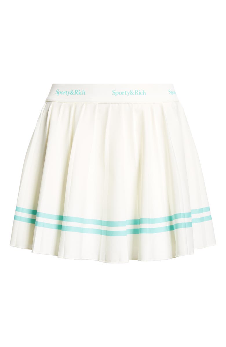 Sporty & Rich Serif Logo Pleated Skirt, Alternate, color, Coconut
