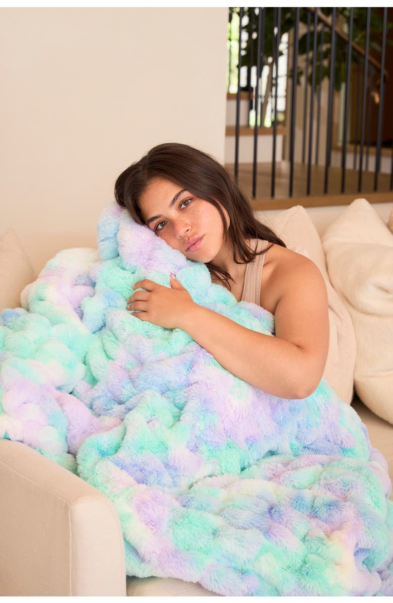 Crickle Daisy Ultra Plush Throw Snuggle Blanket, Alternate, color, Blue, Pastel Purple, White