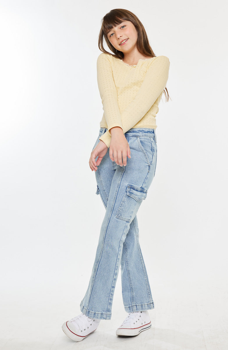 KanCan Gormani High Rise Cargo Flare Jeans, Alternate, color, Medium Wash