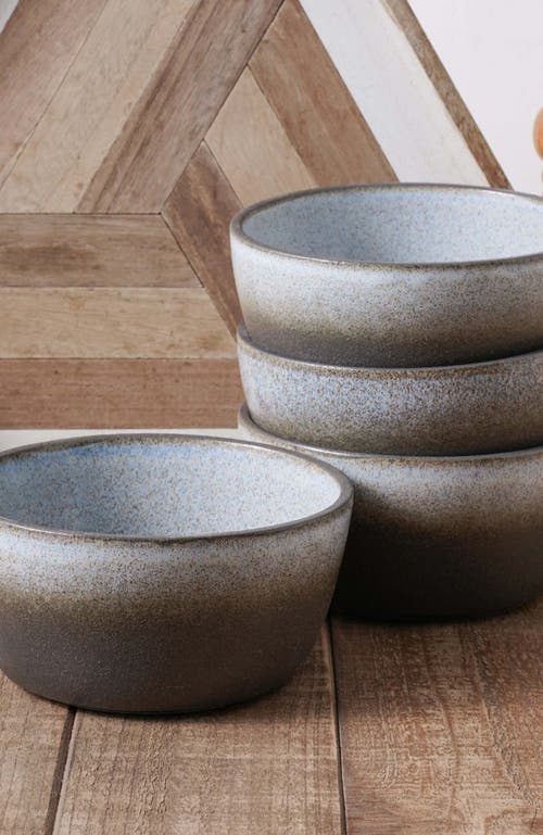 Stone Lain Vince Stoneware 4-piece Bowl Set In Brown