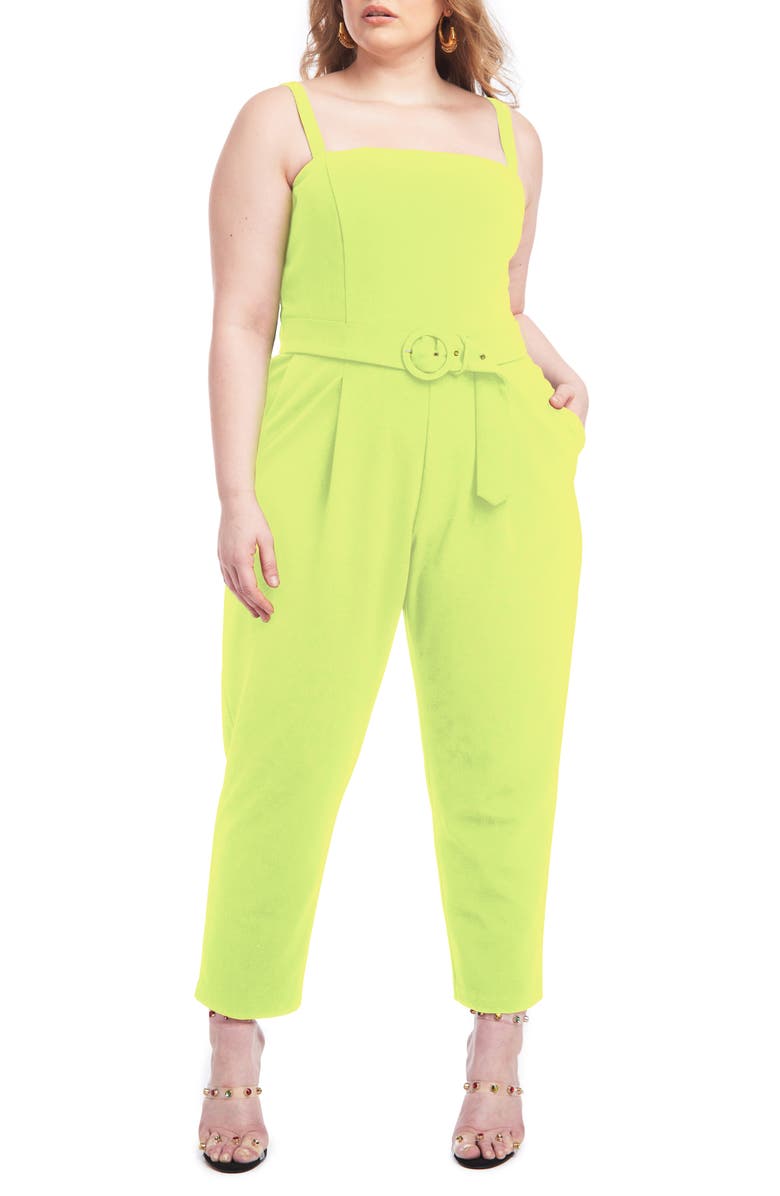 Christian Siriano Belted Scuba Crepe Jumpsuit, Main, color, 