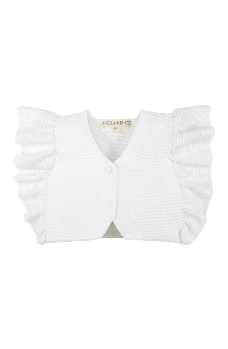 Hope & Henry Baby Girls' Ruffle Sleeve Sweater Vest, Infant, Main, color, White