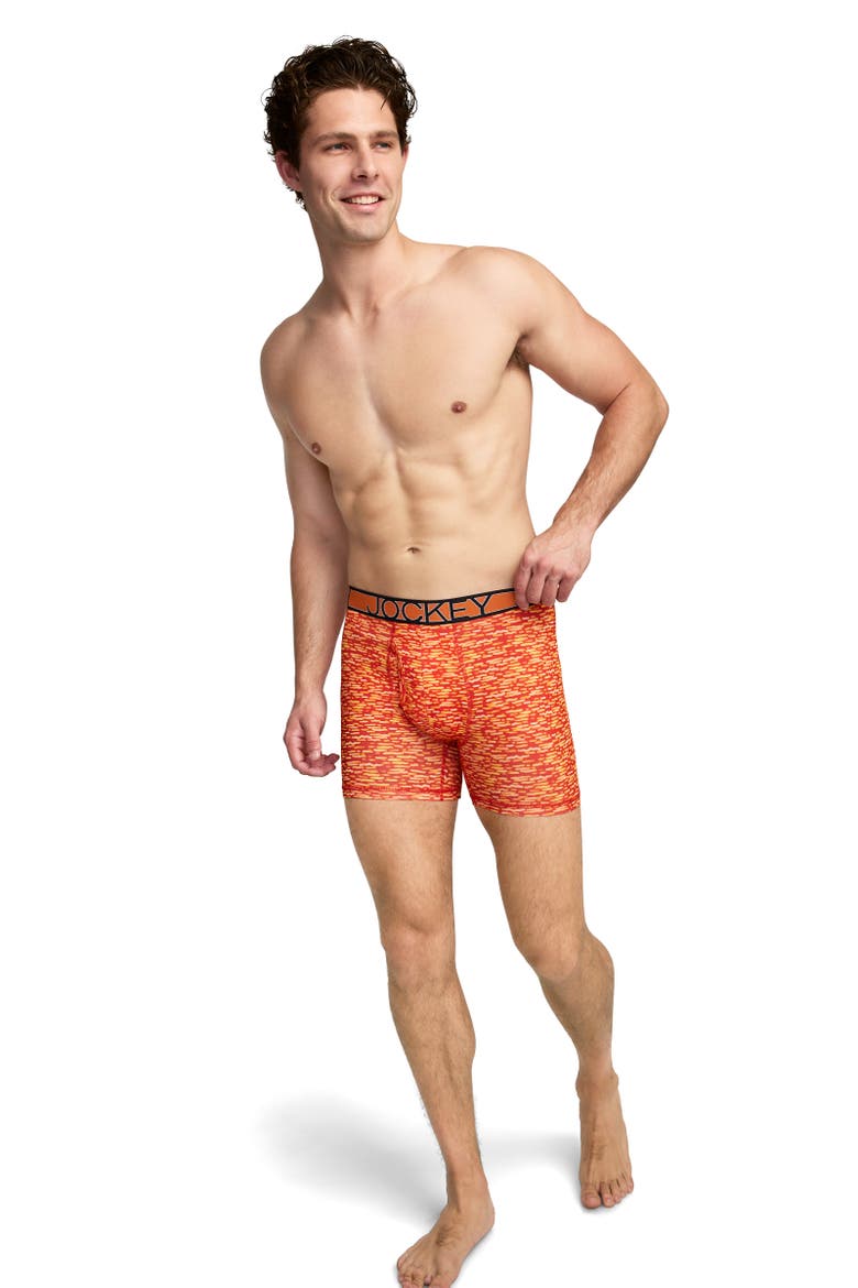 Men's Active Microfiber 5" Boxer Brief, Alternate, color, Orange Waves