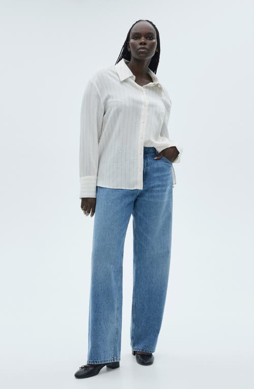 Mango Stripe Button-up Shirt In Sand