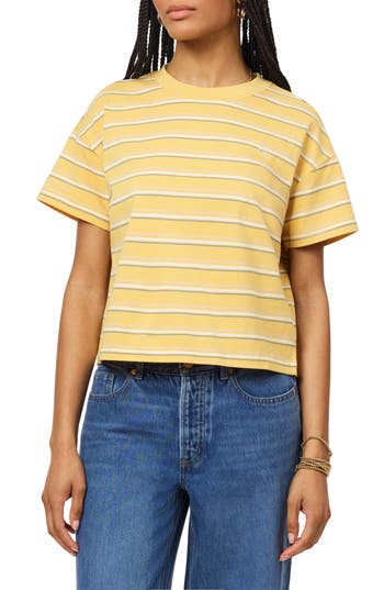Scotch & Soda Boxy Yarn Dye Stripe T-Shirt in Ochre/rose Smoke/white at Nordstrom Rack, Size Medium