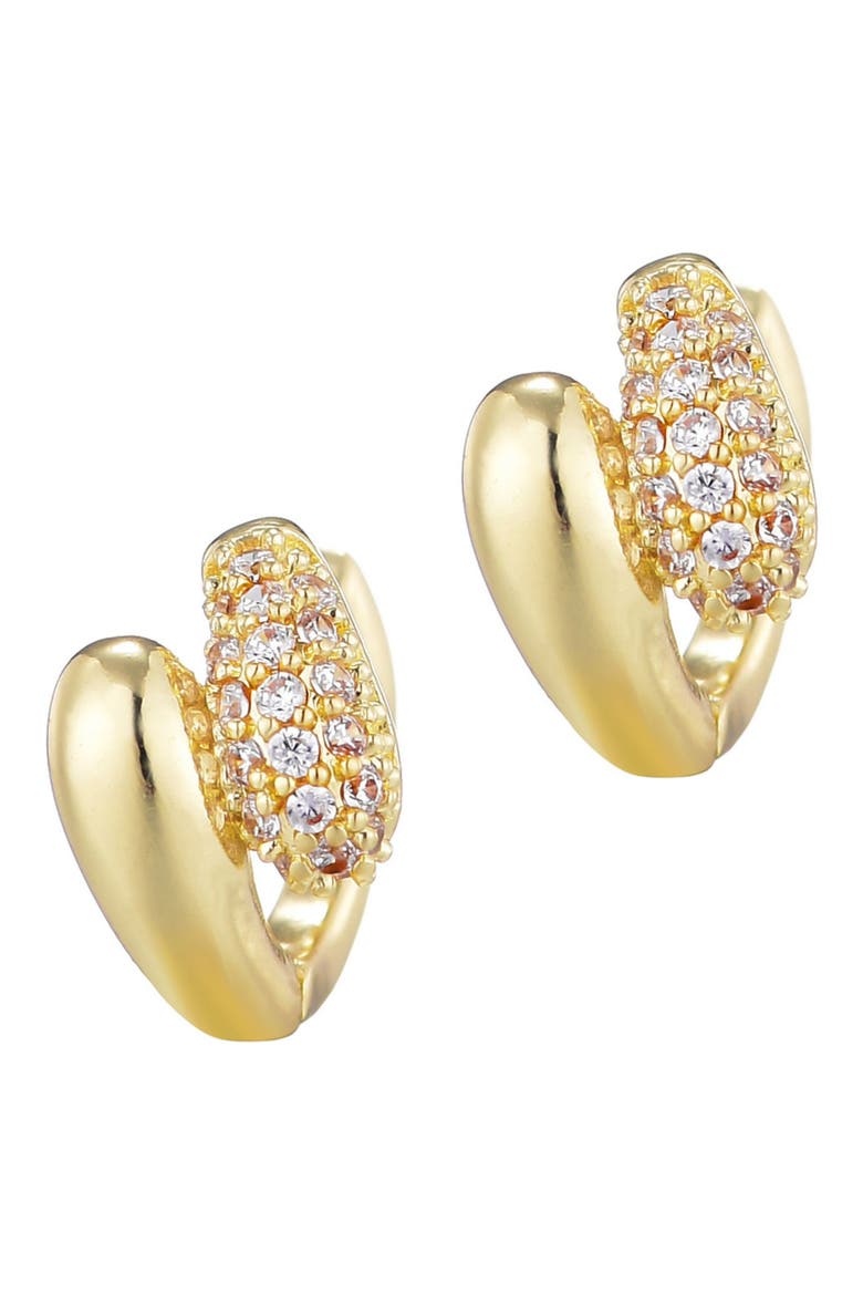 Double Band Cubic Zirconia Stud Earrings, Main, color, GOLD