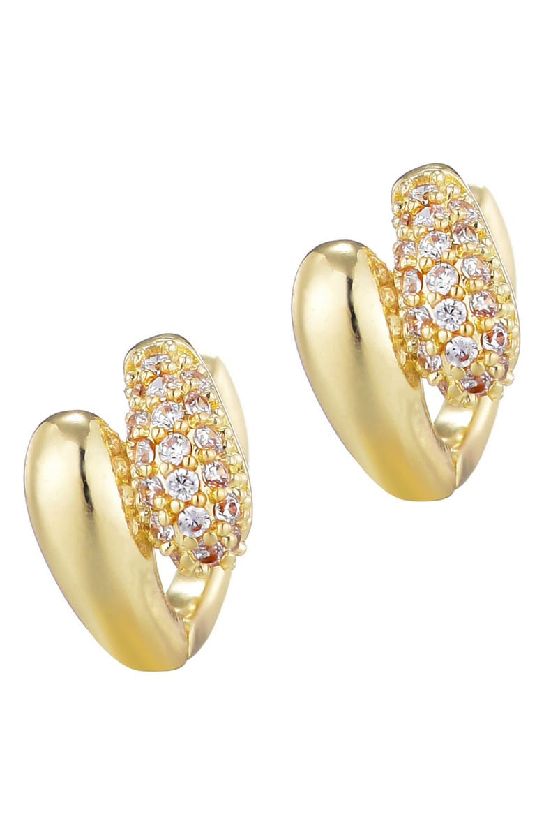 Adornia Double Band Cubic Zirconia Stud Earrings, Main, color, Gold