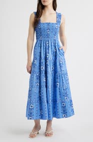 Hill House Home The Kimmy Smocked Sleeveless Maxi Dress