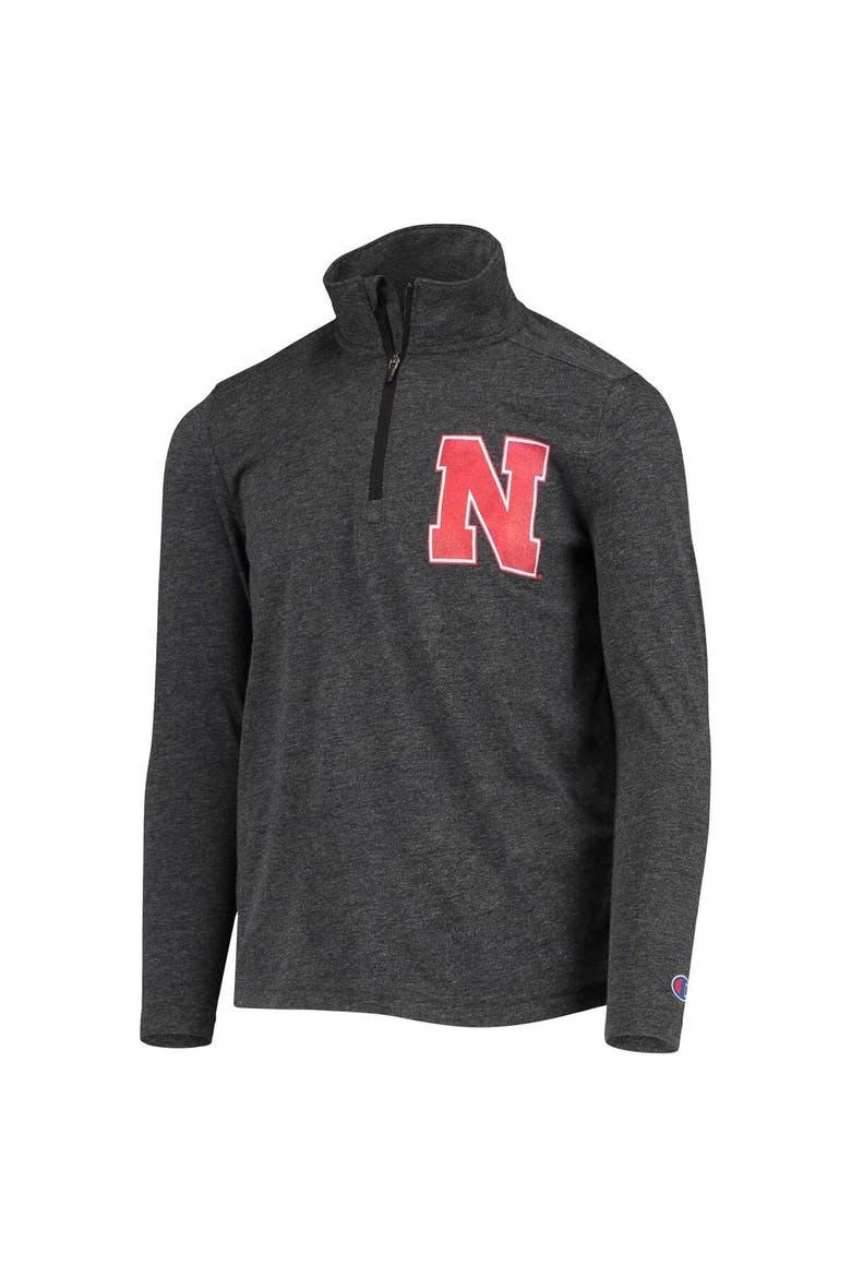 Youth Champion Heathered Black Nebraska Huskers Field Day Quarter-Zip Jacket, Alternate, color, Heather Black
