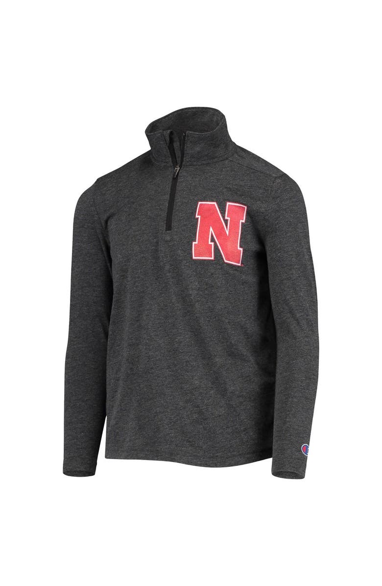 Champion Youth Champion Heathered Black Nebraska Huskers Field Day Quarter-Zip Jacket, Alternate, color,