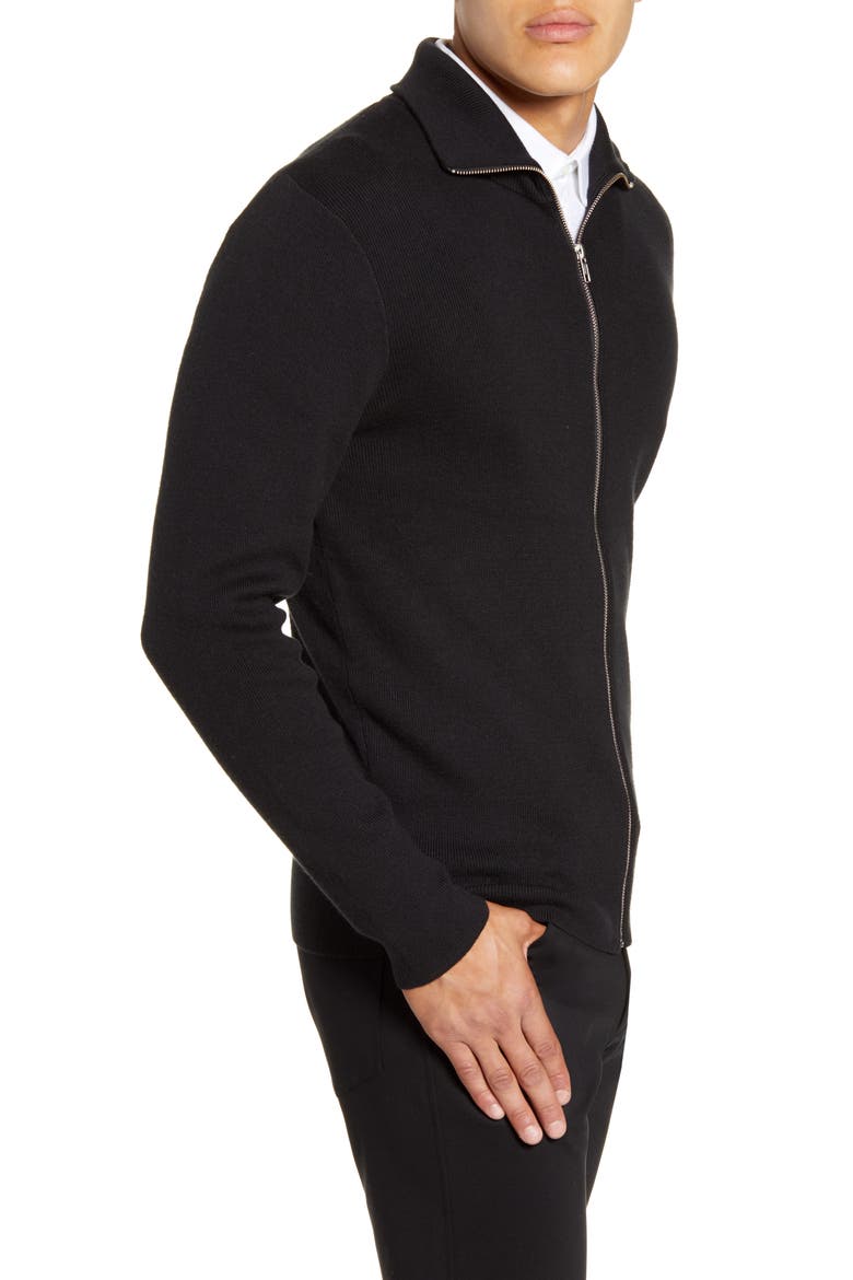 Mock Neck Zip Sweater, Alternate, color, BLACK CAVIAR