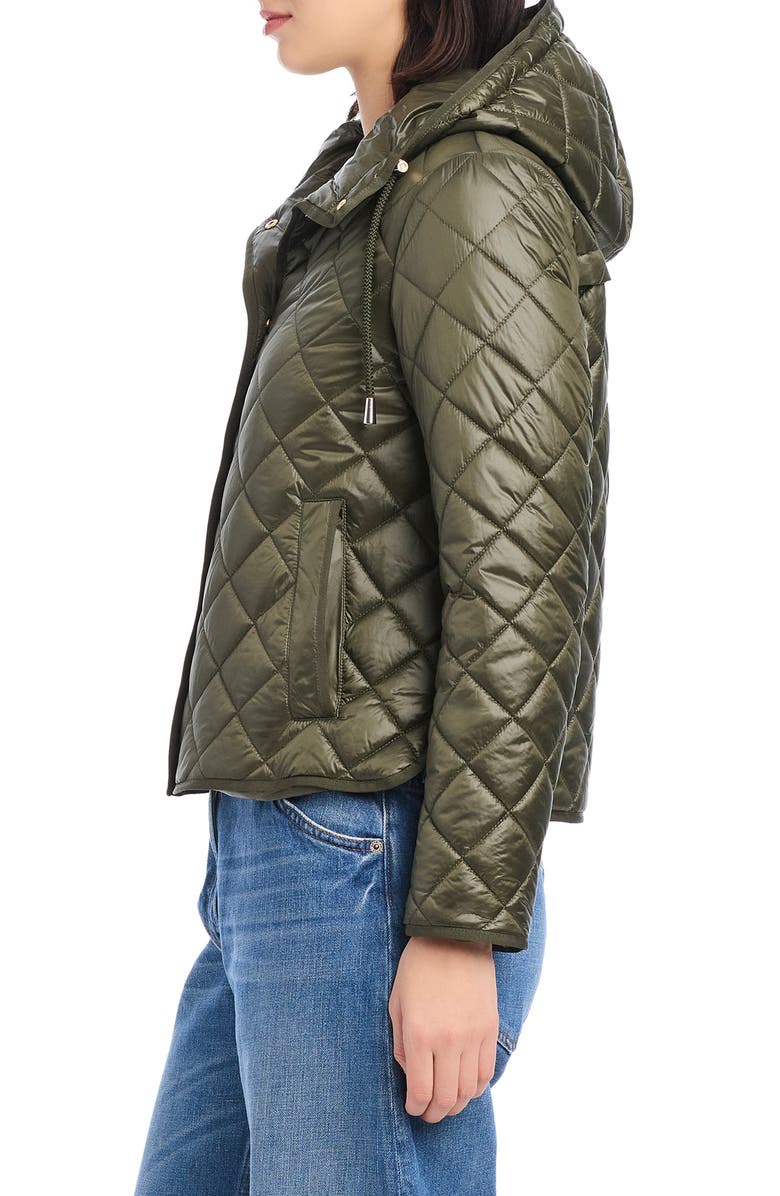 Kate Spade New York hooded quilted packable jacket, Alternate, color, New Dark Olive