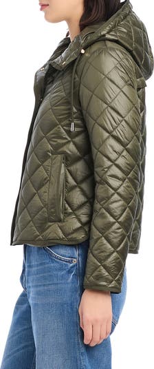 hooded quilted packable jacket