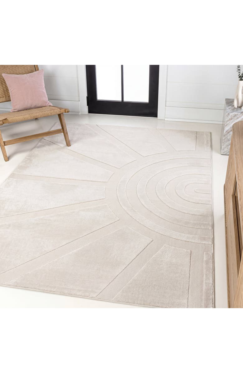 JONATHAN Y Aelius MidCentury Scandinavian Abstract Sun Two-Tone High-Low Area Rug, Alternate, color, White/Cream