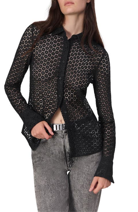 Yvette Lace Button-Up Shirt