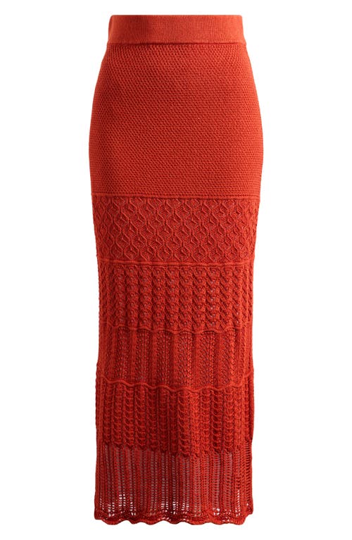 Madewell Pointelle-stitch Maxi Skirt Rustic Flame In Orange