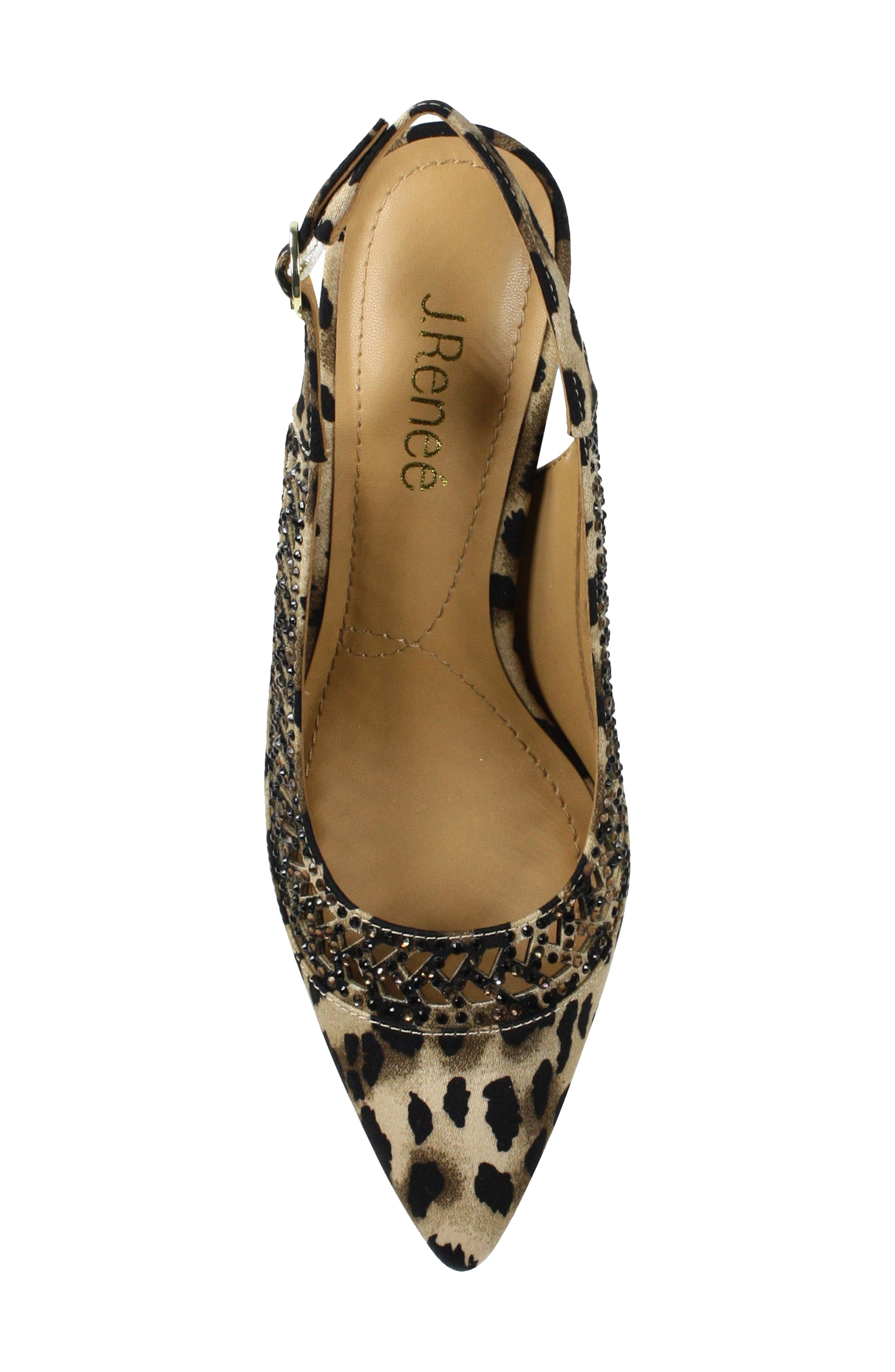 Naiara Crystal Embellished Slingback Pointed Toe Pump, Alternate, color, BROWN/ BLACK ANIMAL PRINT