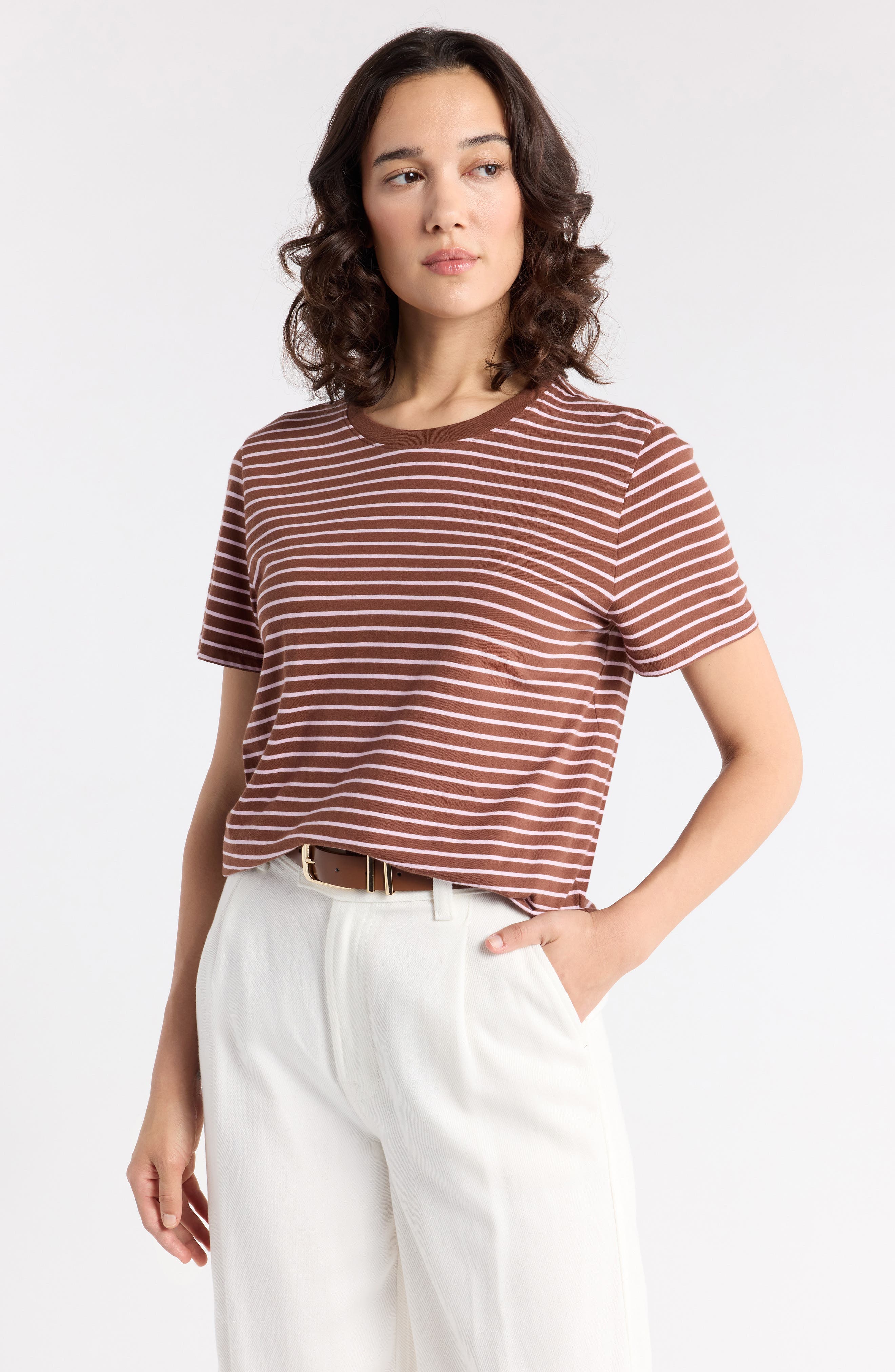 BROWN PINK ASHLEY STRIPE