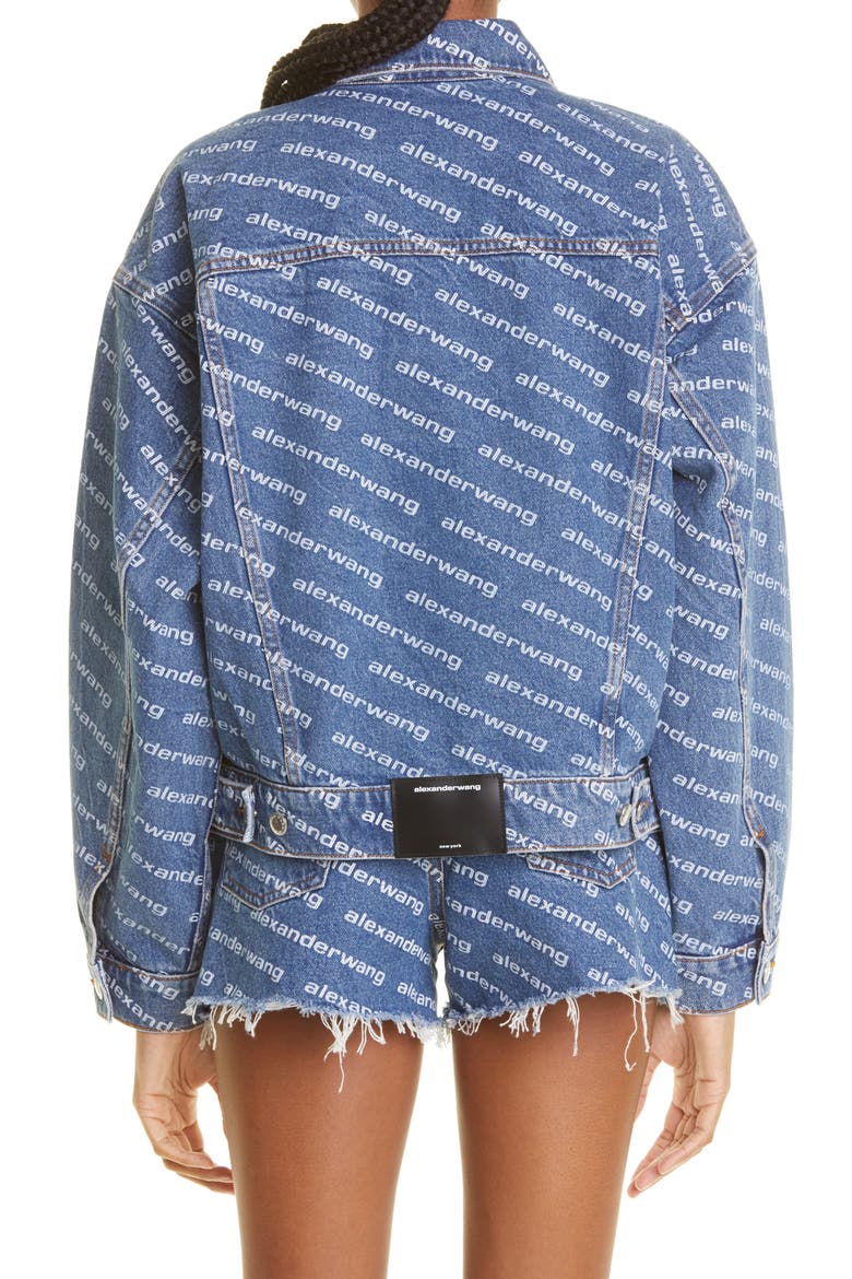 Logo Print Denim Trucker Jacket (Women) | Nordstrom